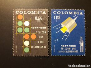 Selos: COLOMBIA YVERT A-479/80 SELLO SUELTO USADO 1968 TELECOMUNICACIONES PEDIDO MÍNIMO 3€